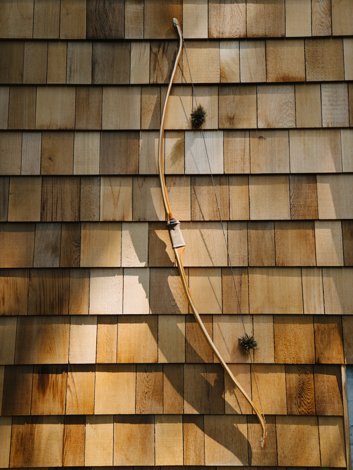 Pacific yew flatbow with leather grip